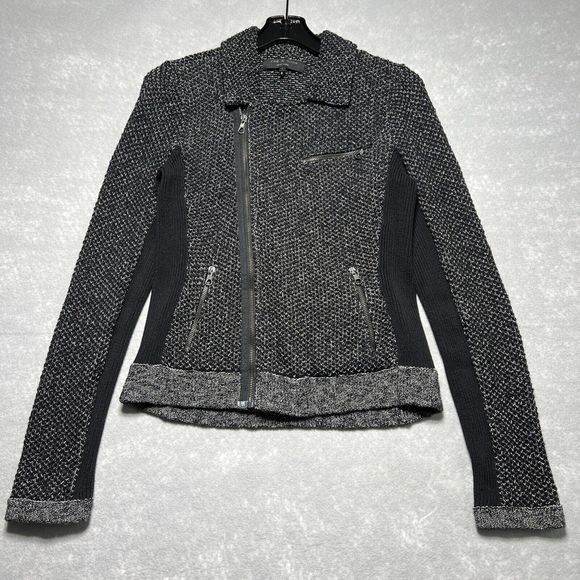 Rag & Bone Gray Zip Up Hart Knit Moto Asymmetrical Women’s Size: S - Picture 1 of 12
